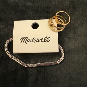 New Madewell baguette crystal bracelet + Ring Sets Sz8 MSRP:$56